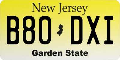 NJ license plate B80DXI