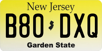 NJ license plate B80DXQ
