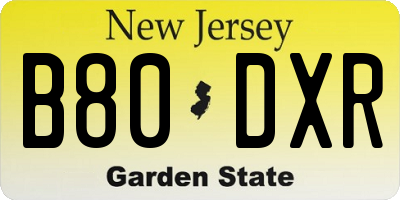 NJ license plate B80DXR