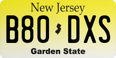NJ license plate B80DXS