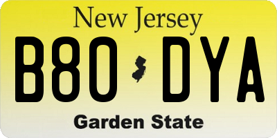 NJ license plate B80DYA