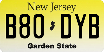 NJ license plate B80DYB