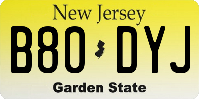 NJ license plate B80DYJ