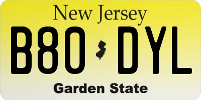 NJ license plate B80DYL