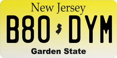 NJ license plate B80DYM