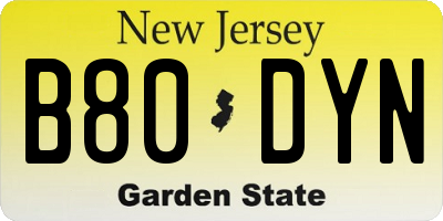 NJ license plate B80DYN