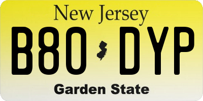 NJ license plate B80DYP