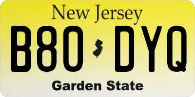 NJ license plate B80DYQ