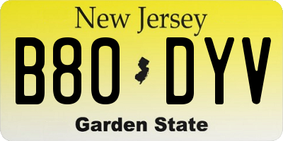 NJ license plate B80DYV