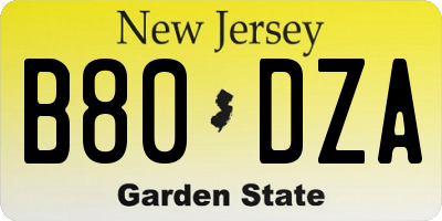 NJ license plate B80DZA