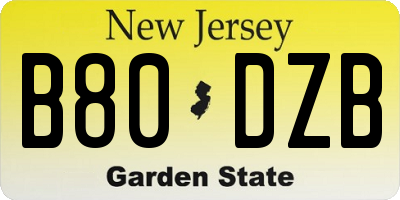 NJ license plate B80DZB