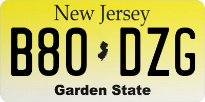 NJ license plate B80DZG