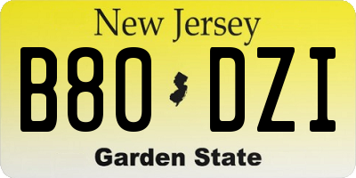 NJ license plate B80DZI
