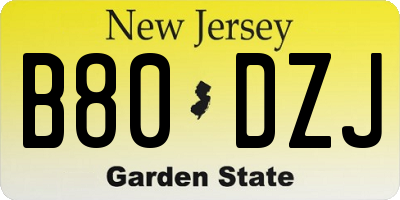 NJ license plate B80DZJ