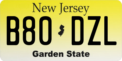 NJ license plate B80DZL