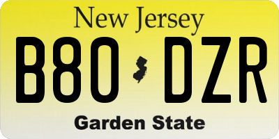 NJ license plate B80DZR