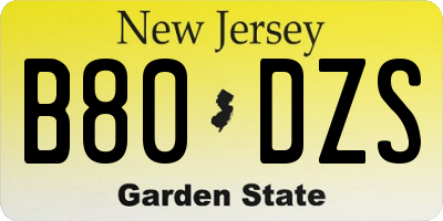 NJ license plate B80DZS
