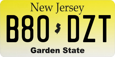 NJ license plate B80DZT