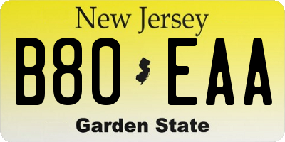 NJ license plate B80EAA