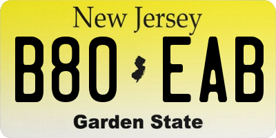 NJ license plate B80EAB