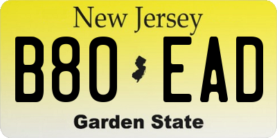 NJ license plate B80EAD