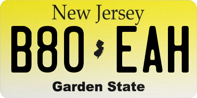 NJ license plate B80EAH