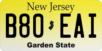 NJ license plate B80EAI