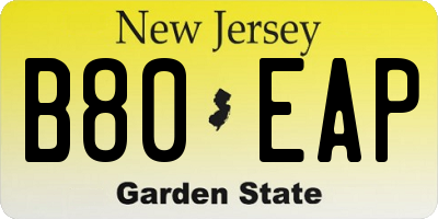 NJ license plate B80EAP