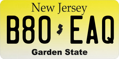 NJ license plate B80EAQ