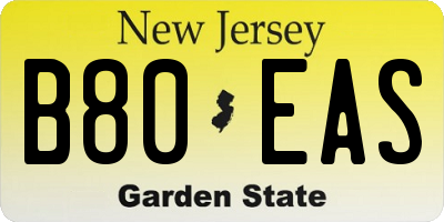 NJ license plate B80EAS