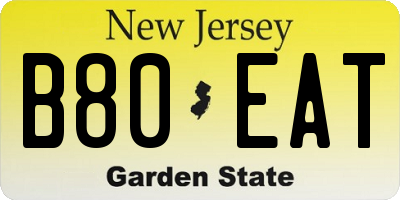 NJ license plate B80EAT