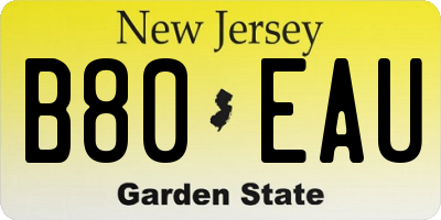 NJ license plate B80EAU
