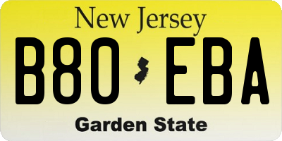 NJ license plate B80EBA