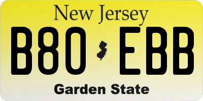 NJ license plate B80EBB