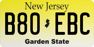 NJ license plate B80EBC