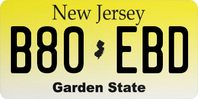 NJ license plate B80EBD