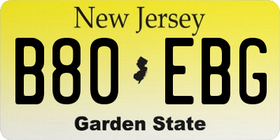 NJ license plate B80EBG