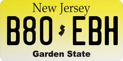 NJ license plate B80EBH