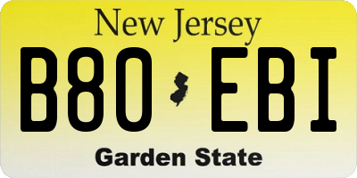 NJ license plate B80EBI