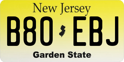 NJ license plate B80EBJ