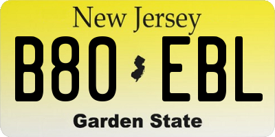 NJ license plate B80EBL