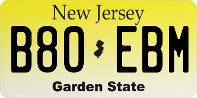 NJ license plate B80EBM