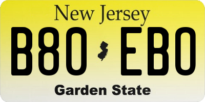 NJ license plate B80EBO