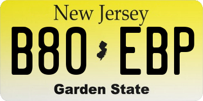 NJ license plate B80EBP