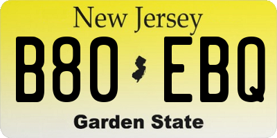 NJ license plate B80EBQ