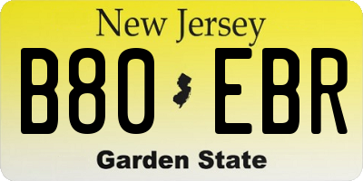 NJ license plate B80EBR