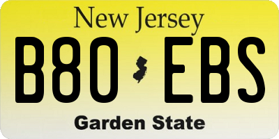 NJ license plate B80EBS