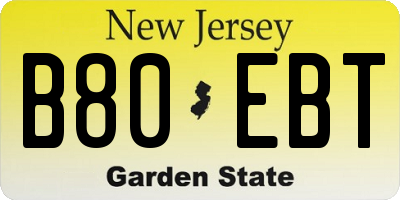 NJ license plate B80EBT