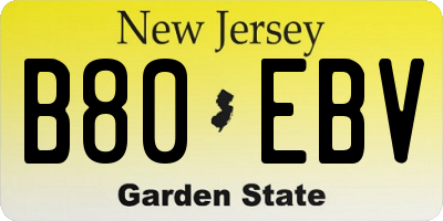 NJ license plate B80EBV