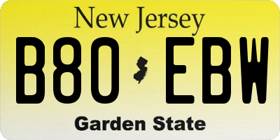 NJ license plate B80EBW